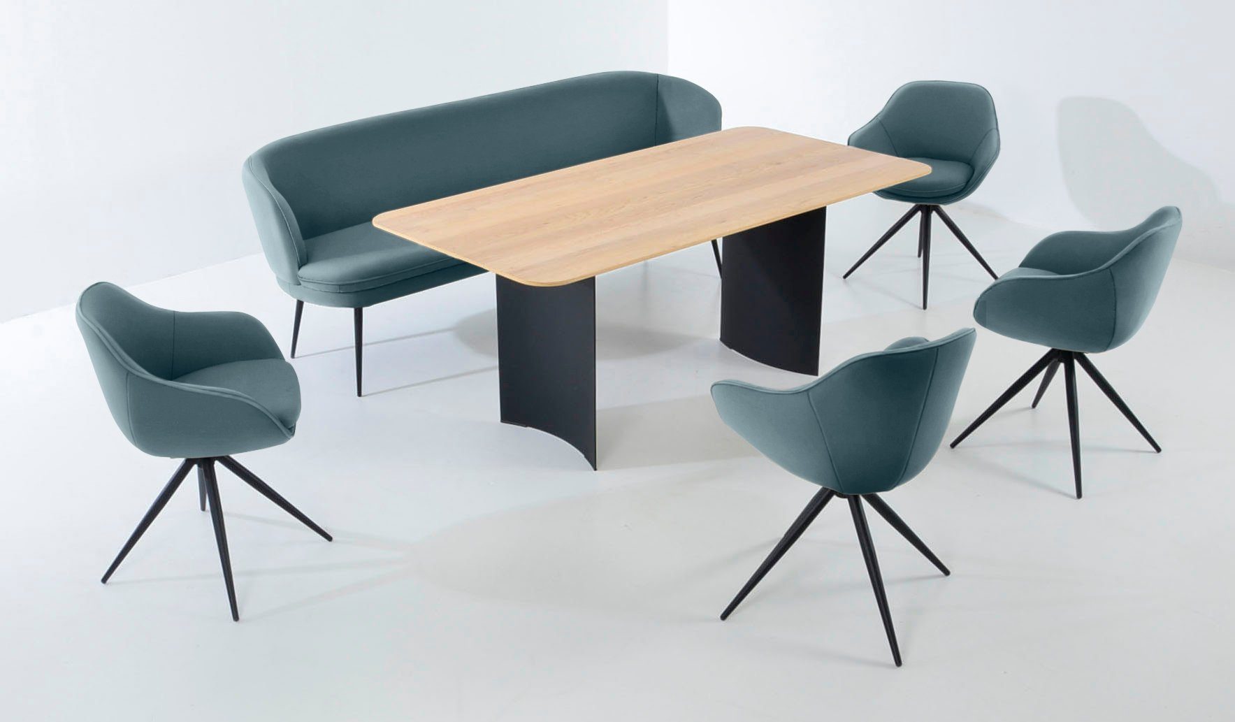 1 Essgruppe K+W und & Wohnen Tisch Essgruppe Sesseln mit Komfort Solobank, 4 abgerundete ZOOM,