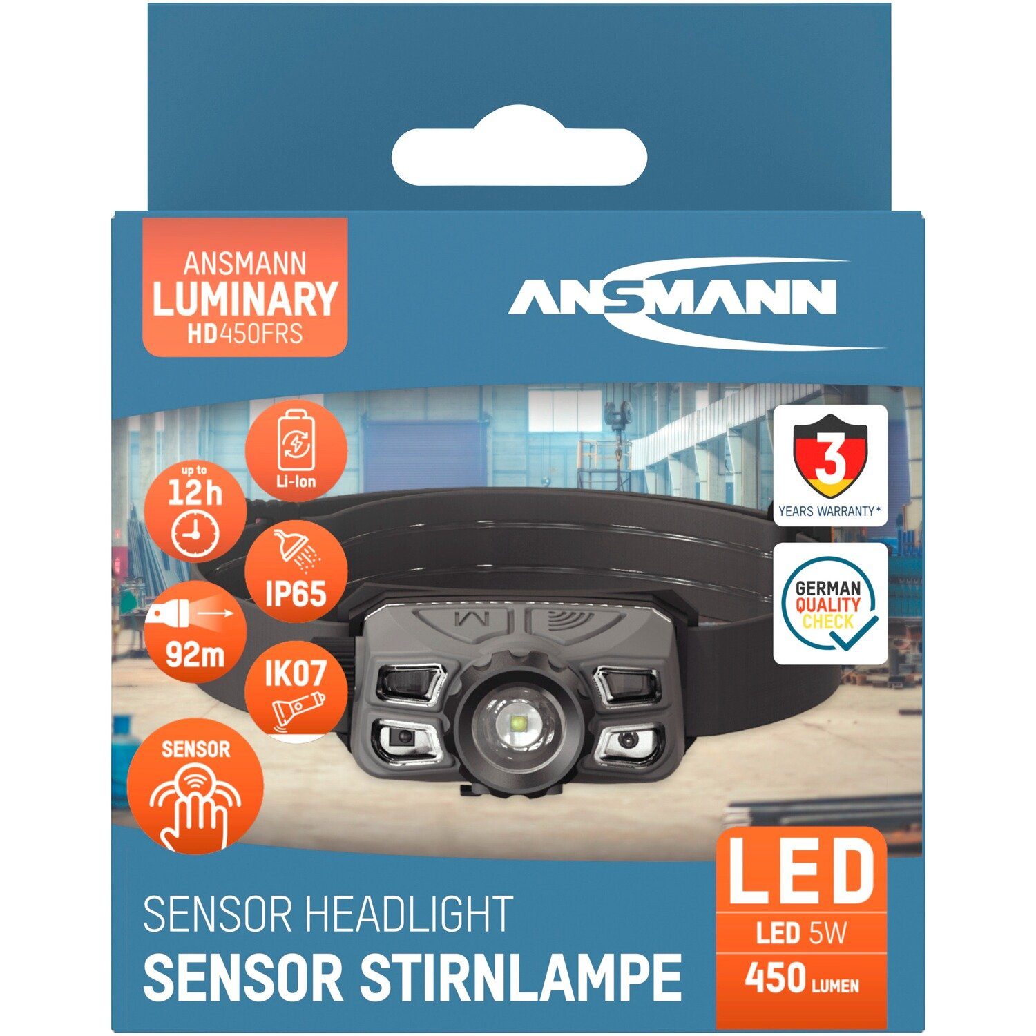 ANSMANN® Stirnlampe Stirnlampe HD450FRS aufladbar –