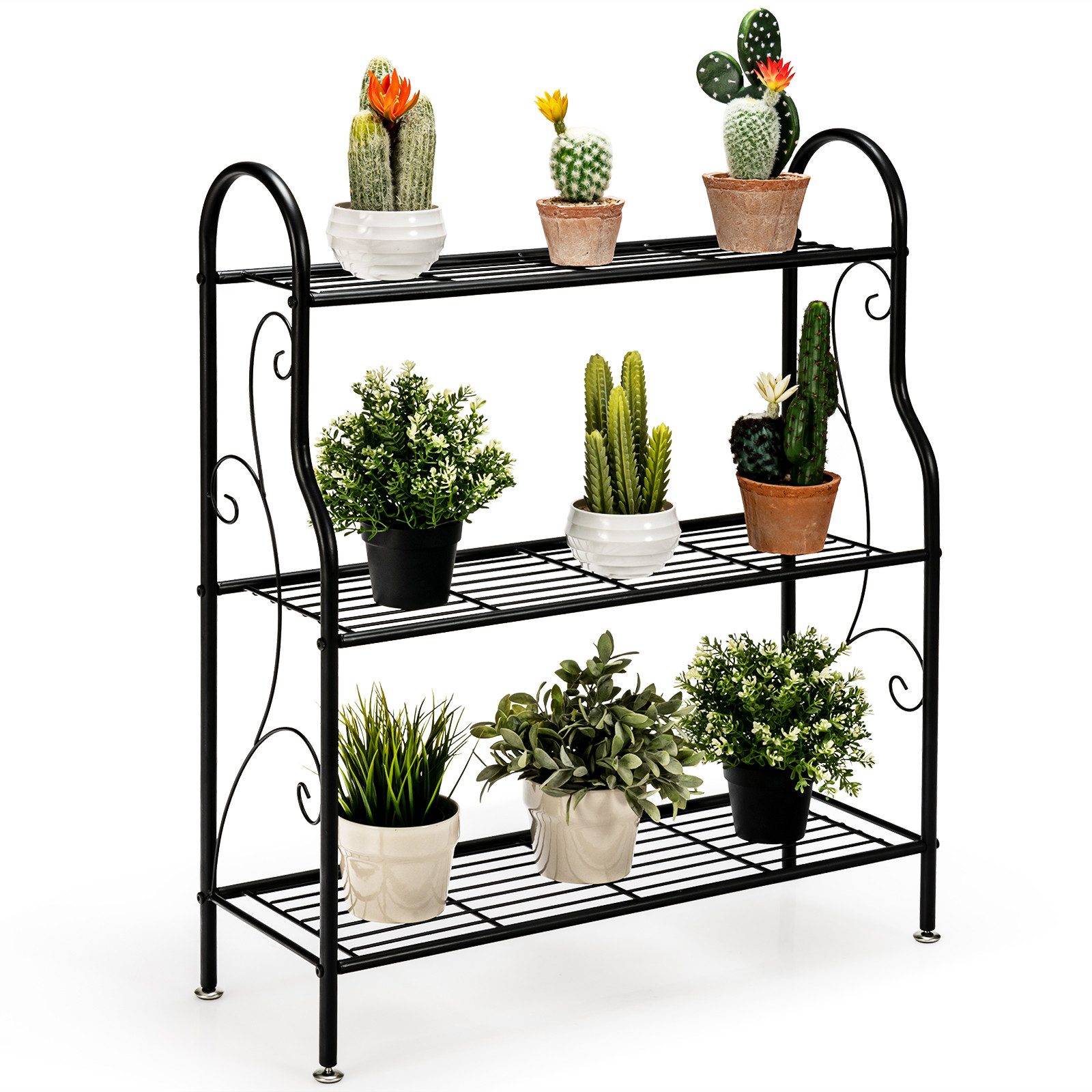 COSTWAY Blumenständer, 3-stufiges Pflanzenregal, aus Metall, günstig online kaufen