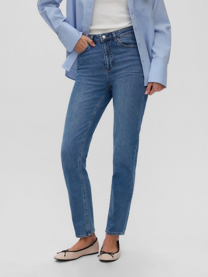 Vero Moda Mom-Jeans VMNICKIE HR MOM JEANS BLUE MIX NOOS Baumwollmischung, high waist, loose fit
