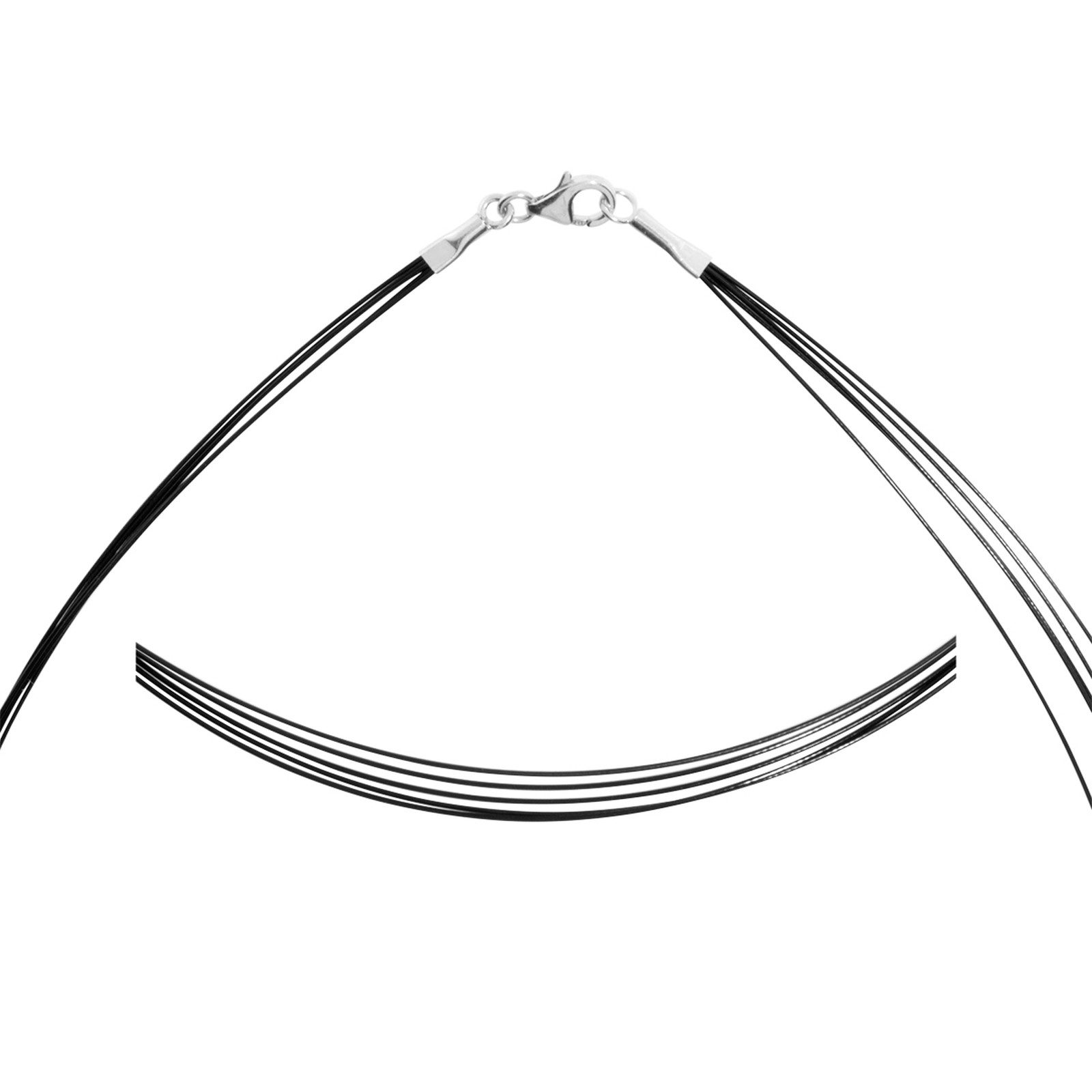 OSTSEE-SCHMUCK Halsreif Ostsee-Schmuck Halsreif Nyloncollier 5-reihig -schwarz- (1-tlg)