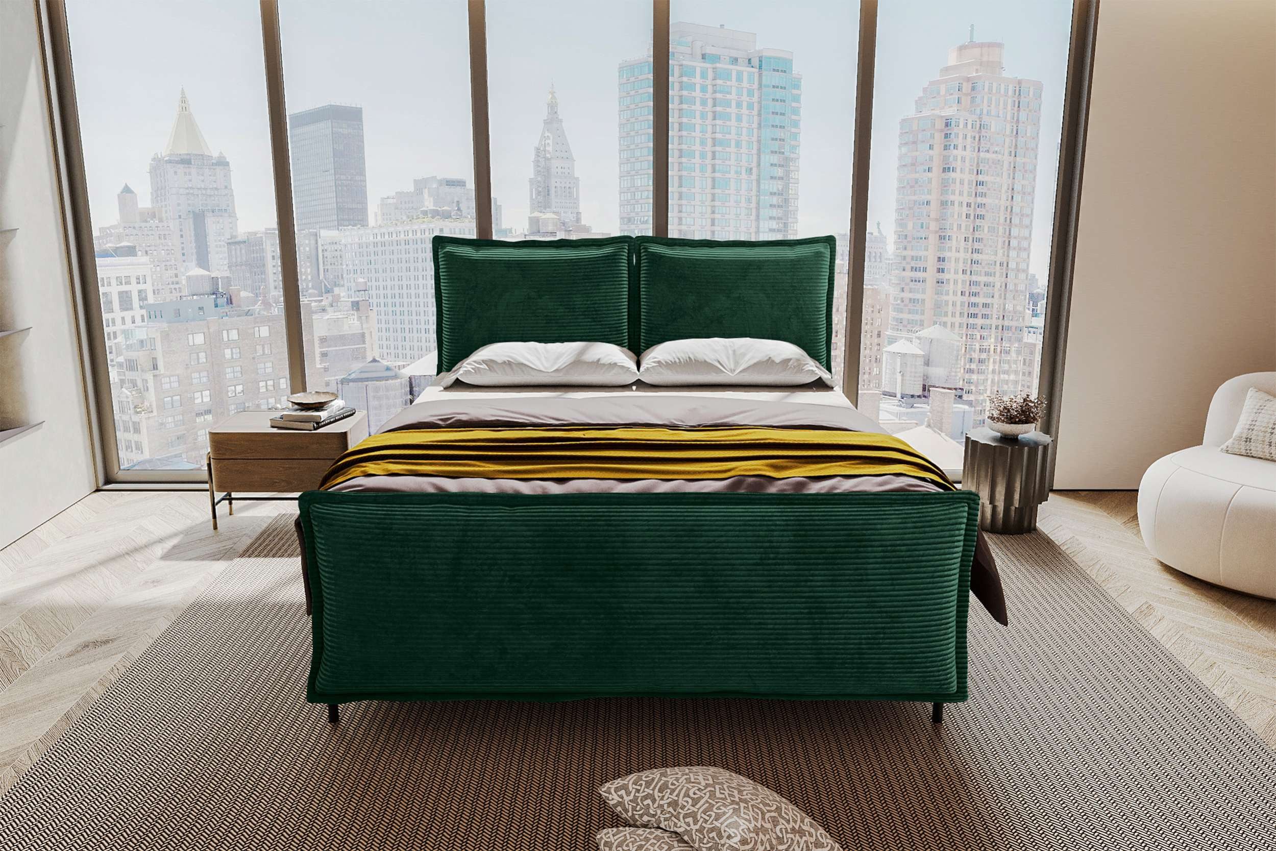 99rooms Boxspringbett Vero Plus (Schlafzimmerbett, Bett), 140/160/180/200x200 cm, in Cord POSO, mit Topper, Bettkasten