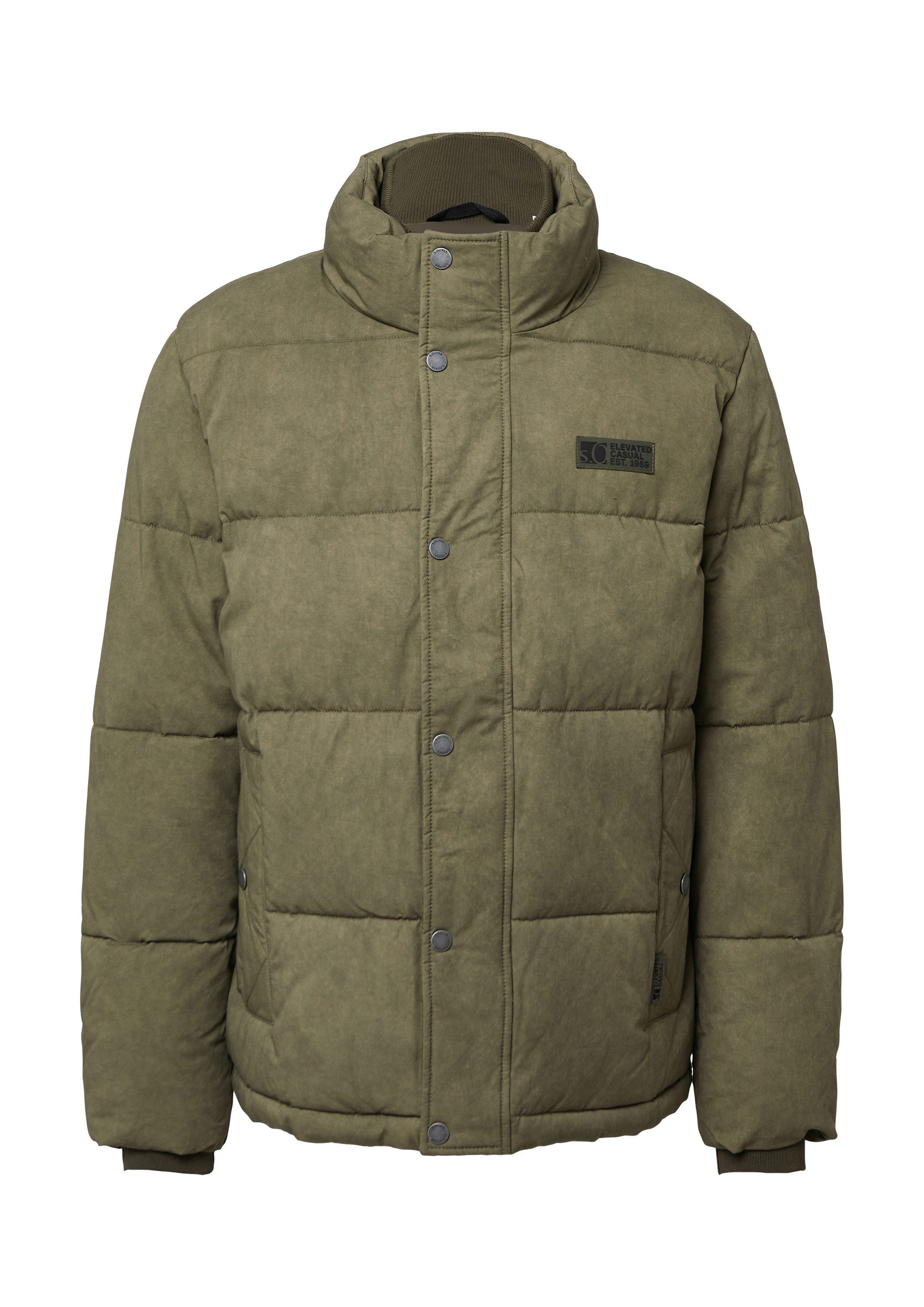 s.Oliver Winterjacke Outdoor-Jacke Gewaschene Pufferjacke aus Baumwolle mit Strickkragen