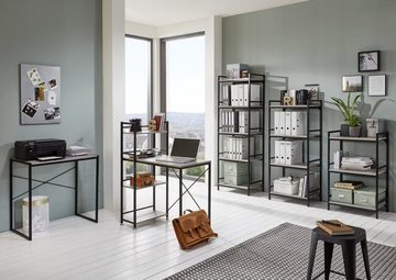 HAKU Beistelltisch HAKU Möbel Schreibtisch - schwarz-betonoptik - H. 114cm x B. 90cm