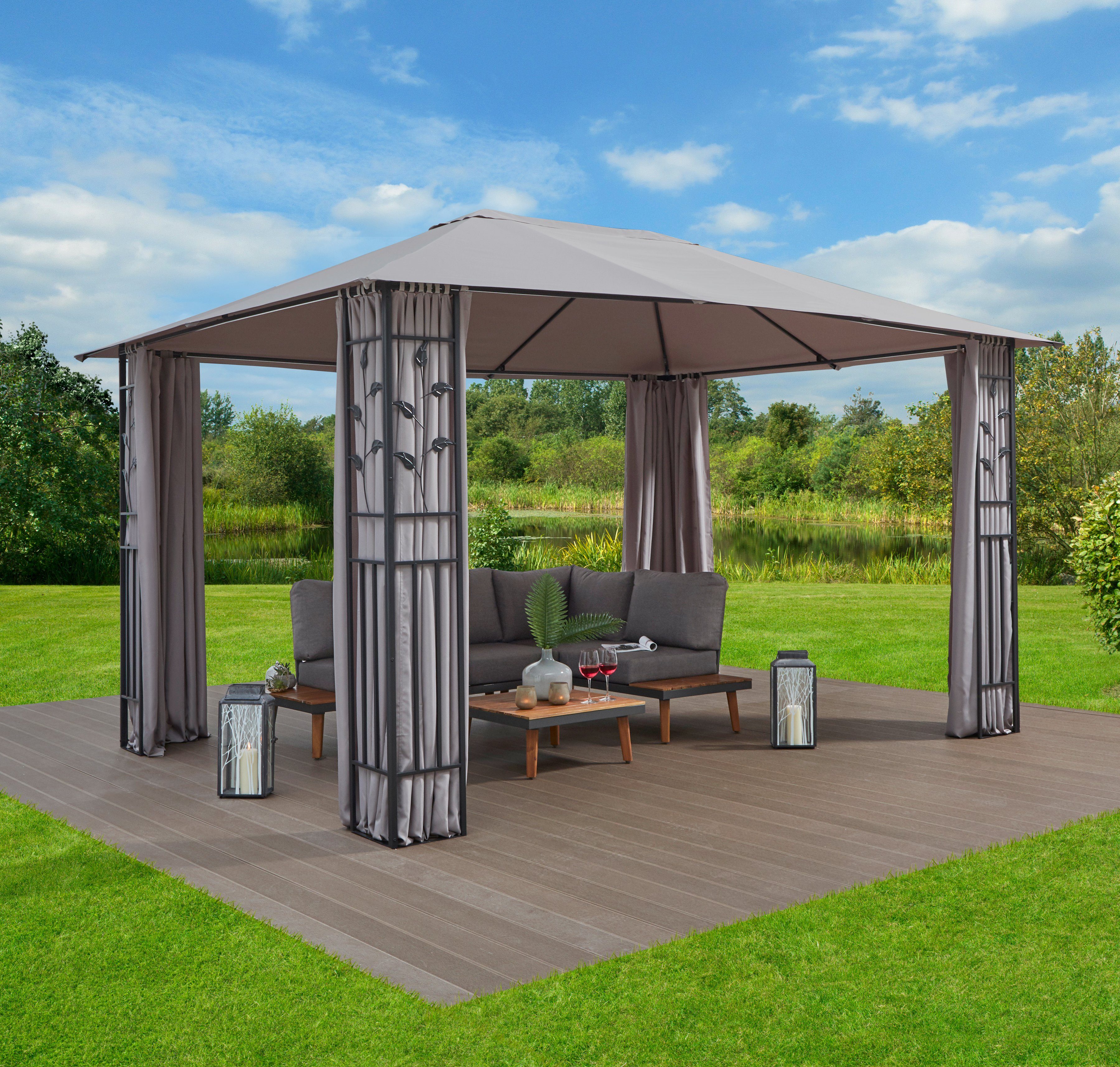 KONIFERA Pavillon mit Seitenteilen »Kreta«, BxLxH 300x400x255 cm