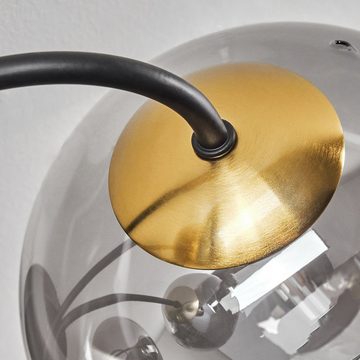 hofstein Deckenleuchte Deckenlampe aus Metall/Glas in Schwarz/Goldfarben/Rauchfarben, ohne Leuchtmittel, Leuchte im Retro-Design aus Glas, 6 x G9 LED, ohne Leuchtmittel
