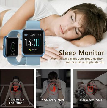 MICGIGI Fur Herren Damen Smartwatch (1,3 Zoll, Andriod iOS), Mit HD-Großbildschirm Pulsuhren Fitness Tracker mit 8 Sportmodi