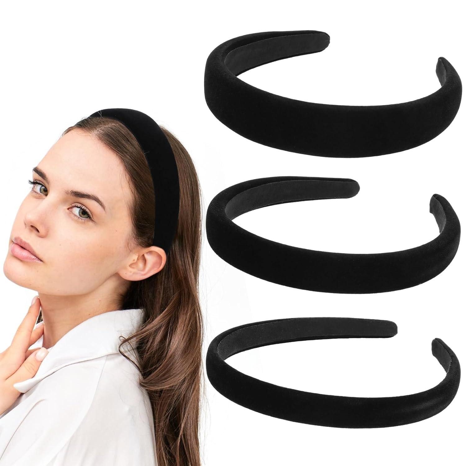 Haarreif 3er Set Samt Haarreif Schwarz Damen 1cm 2cm 3cm Haarband Mode Mädchen