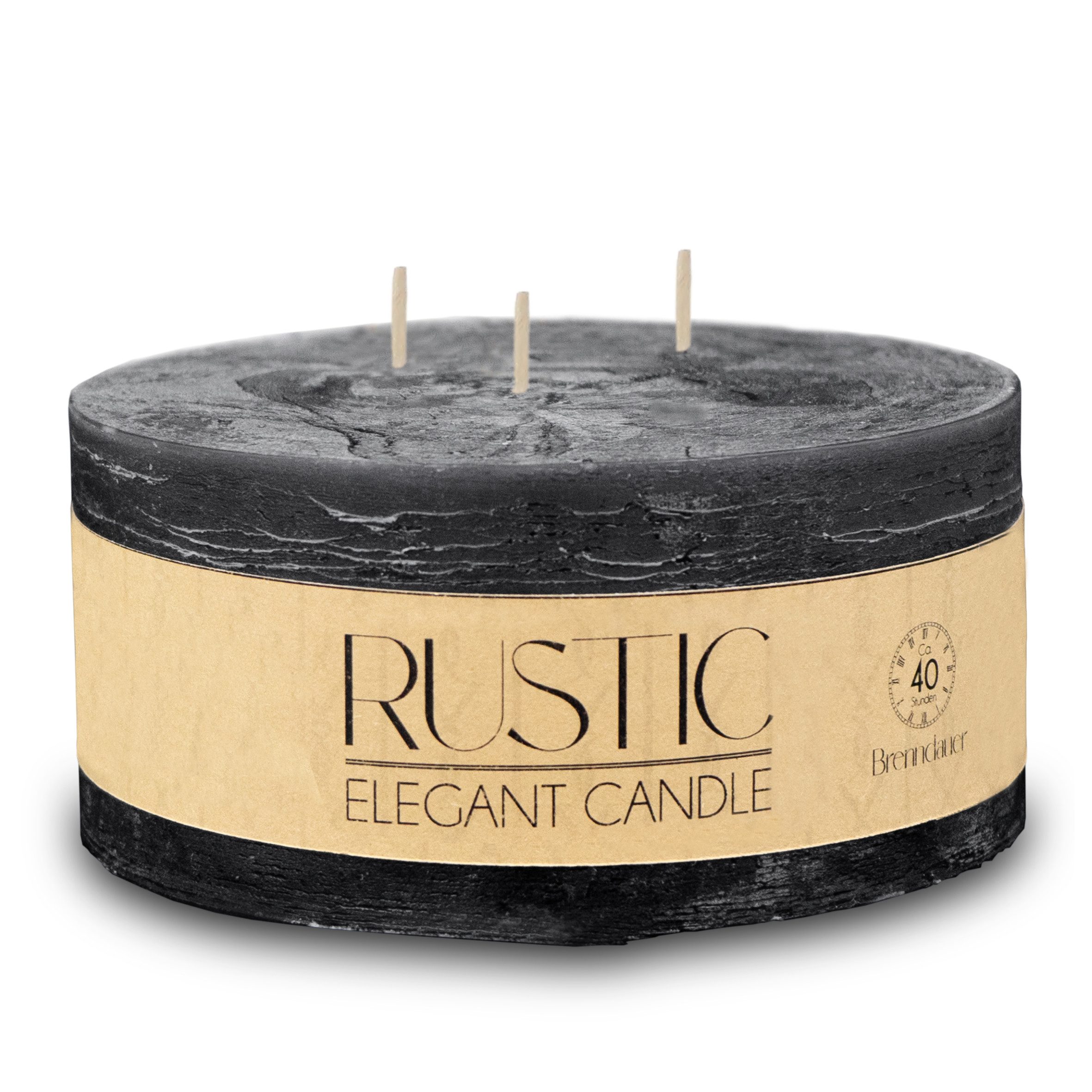 Spetebo Rustic-Kerze XL 3-Docht Kerze rund unparfümiert (Große Stumpen Kerz günstig online kaufen