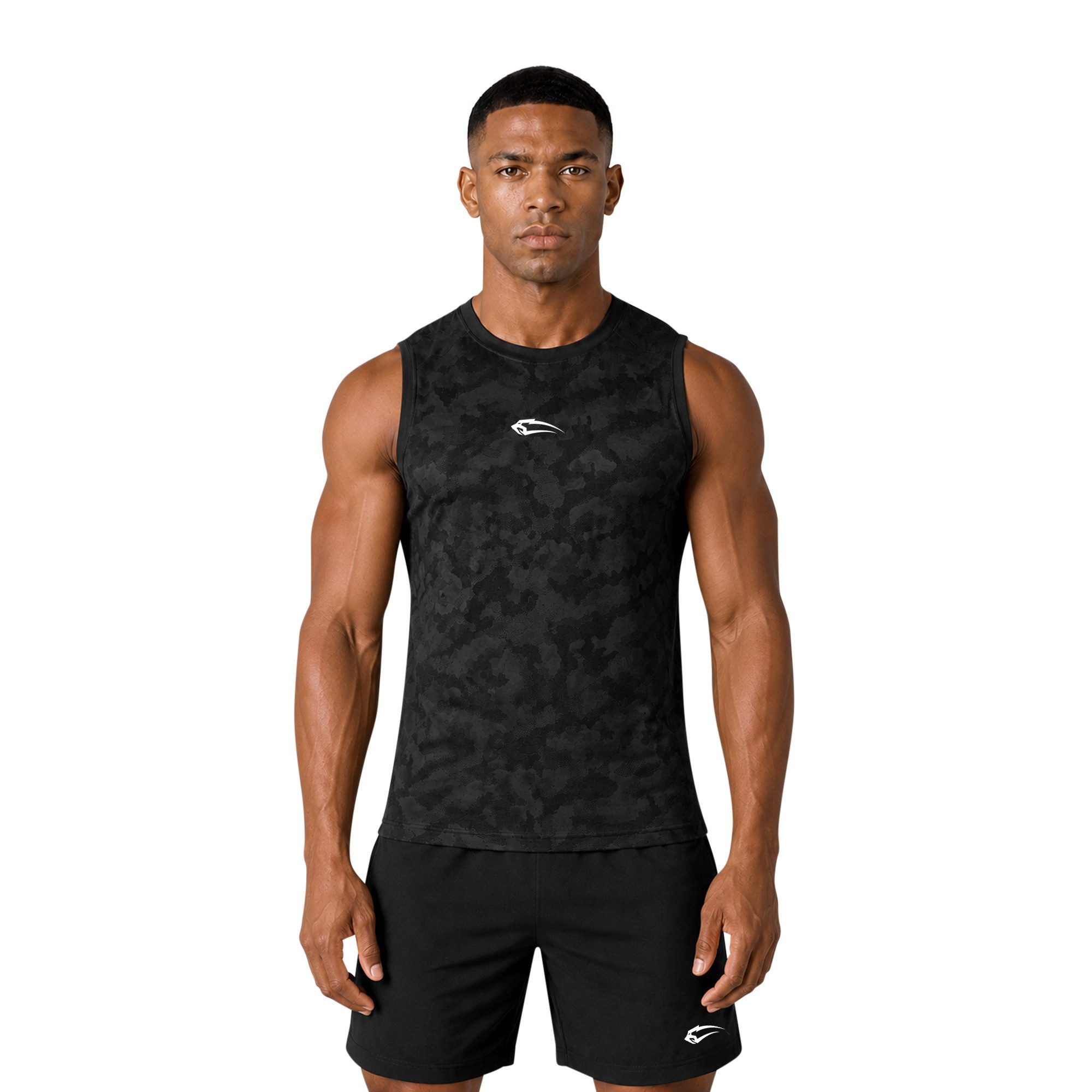 Smilodox Tanktop Varek Herren, Compression Top, Shaped Fit, Camouflage, Gymwear Compression Fit, Seamless, atmungsaktiv, Body Mapping, Stretch