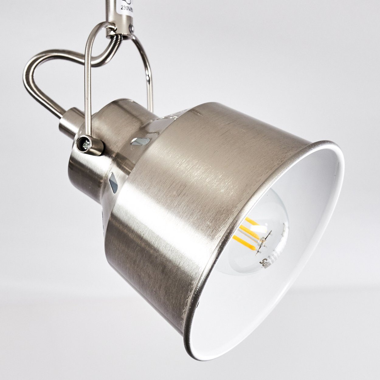 mit Spot »Rimini« Strahlern ohne E14, hofstein Deckenlampe gebürstet/Weiß, u. in Deckenleuchte Stahl Leuchtmittel, aus Lichteffekt, Metall verstellbaren