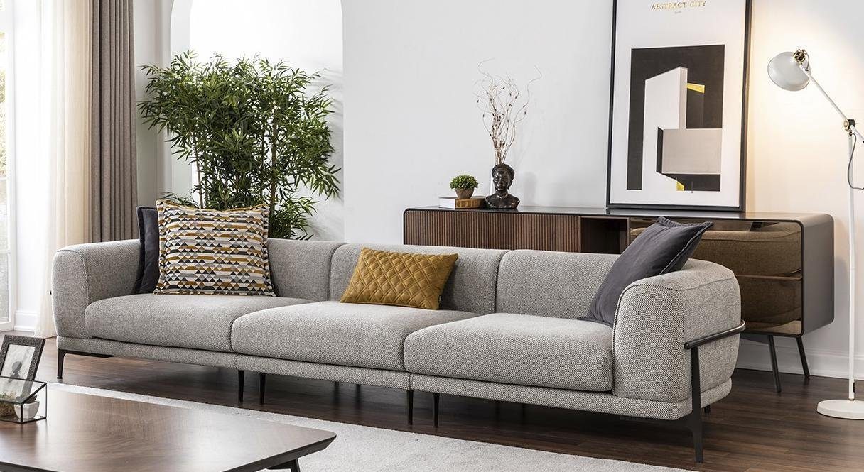 JVmoebel 3-Sitzer Dreisitzer Sofa 3 Sitzer Stoffsofa Sofas Modern Grau Stoff Couch Neu, Made in Europa