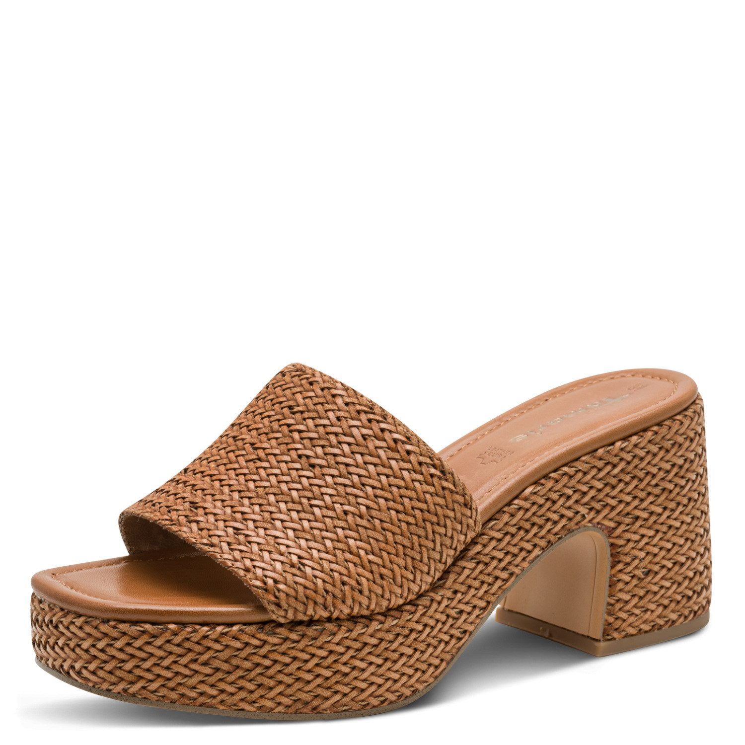 Tamaris Pantolette Blockabsatz, Plateau, Sommerschuh in trendiger Flechtoptik