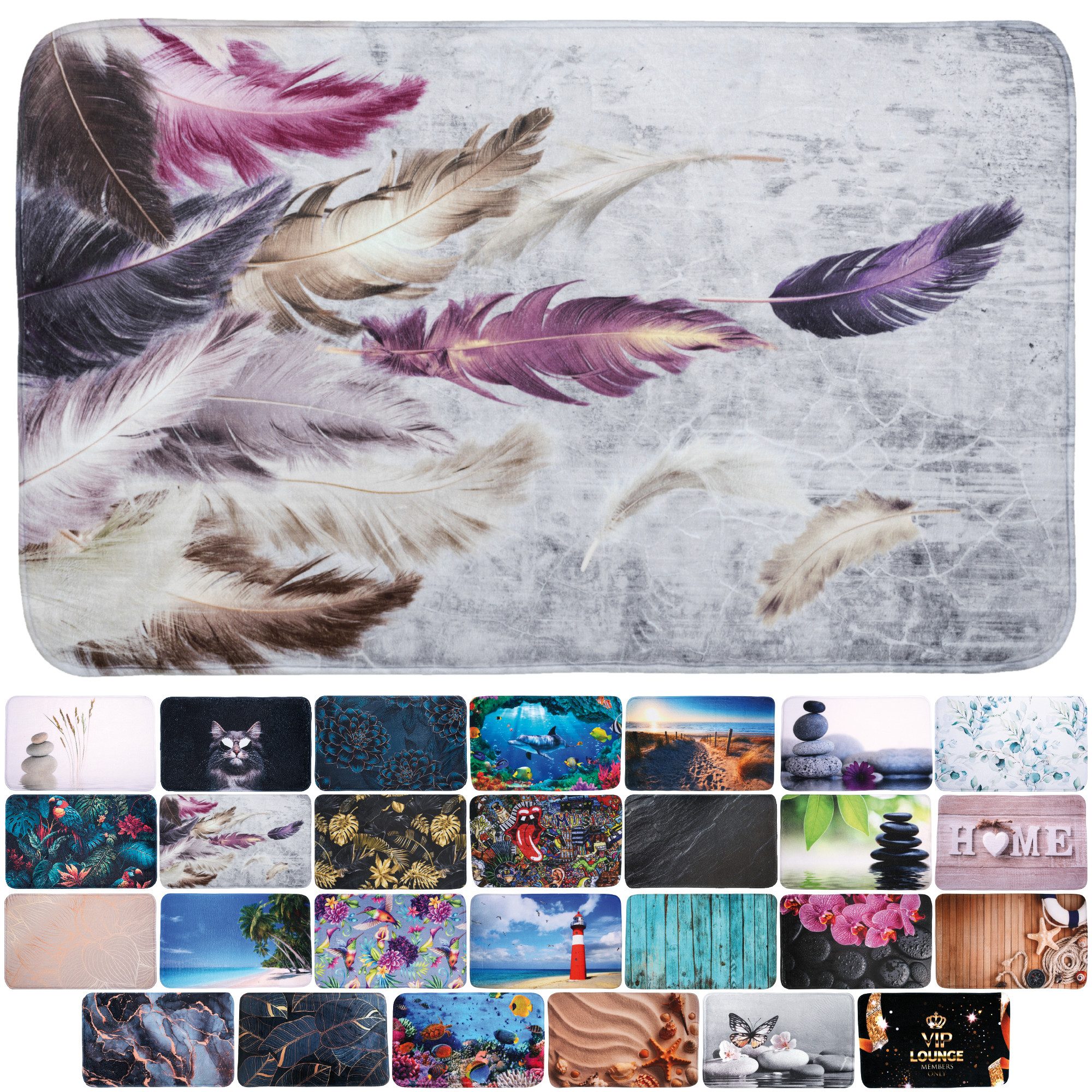 Sanilo Schaum-Badematte mit Motiv, viele schöne Badteppiche zur Auswahl, Höhe 15 mm, rutschhemmend beschichtet, schnell trocknend, strapazierfähig, rechteckig, waschbar, sehr weich, hochwertig & modern, verschiedene Größen