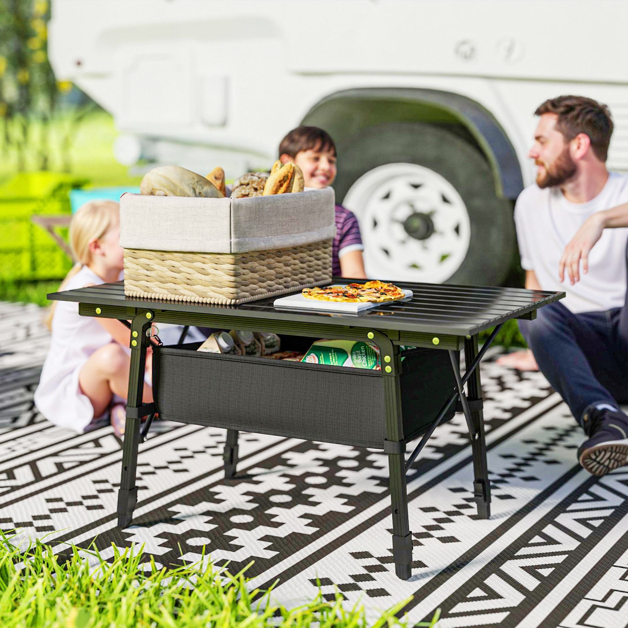 Outsunny Campingtisch Klappbarer, höhenverstellbarer, tragbarer Tisch günstig online kaufen