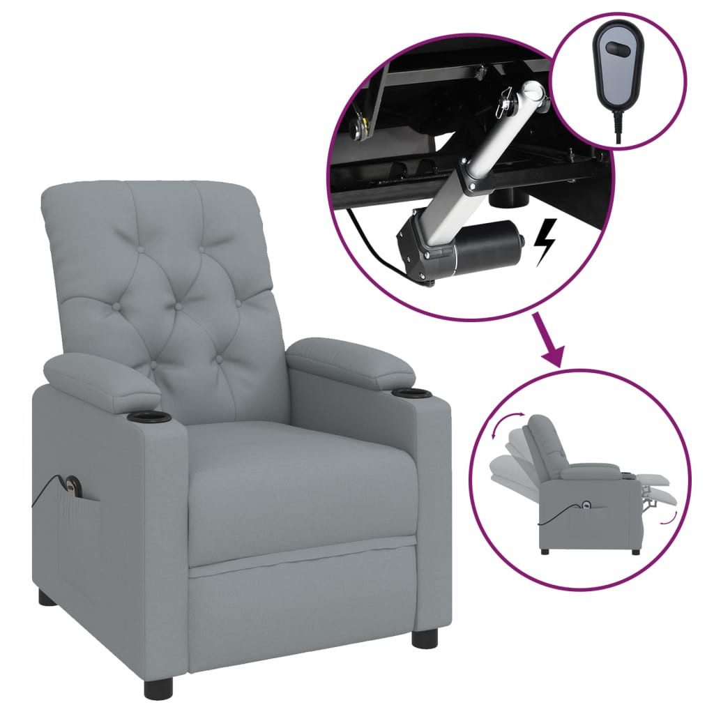 vidaXL Sessel Relaxsessel Elektrisch Hellgrau Stoff günstig online kaufen