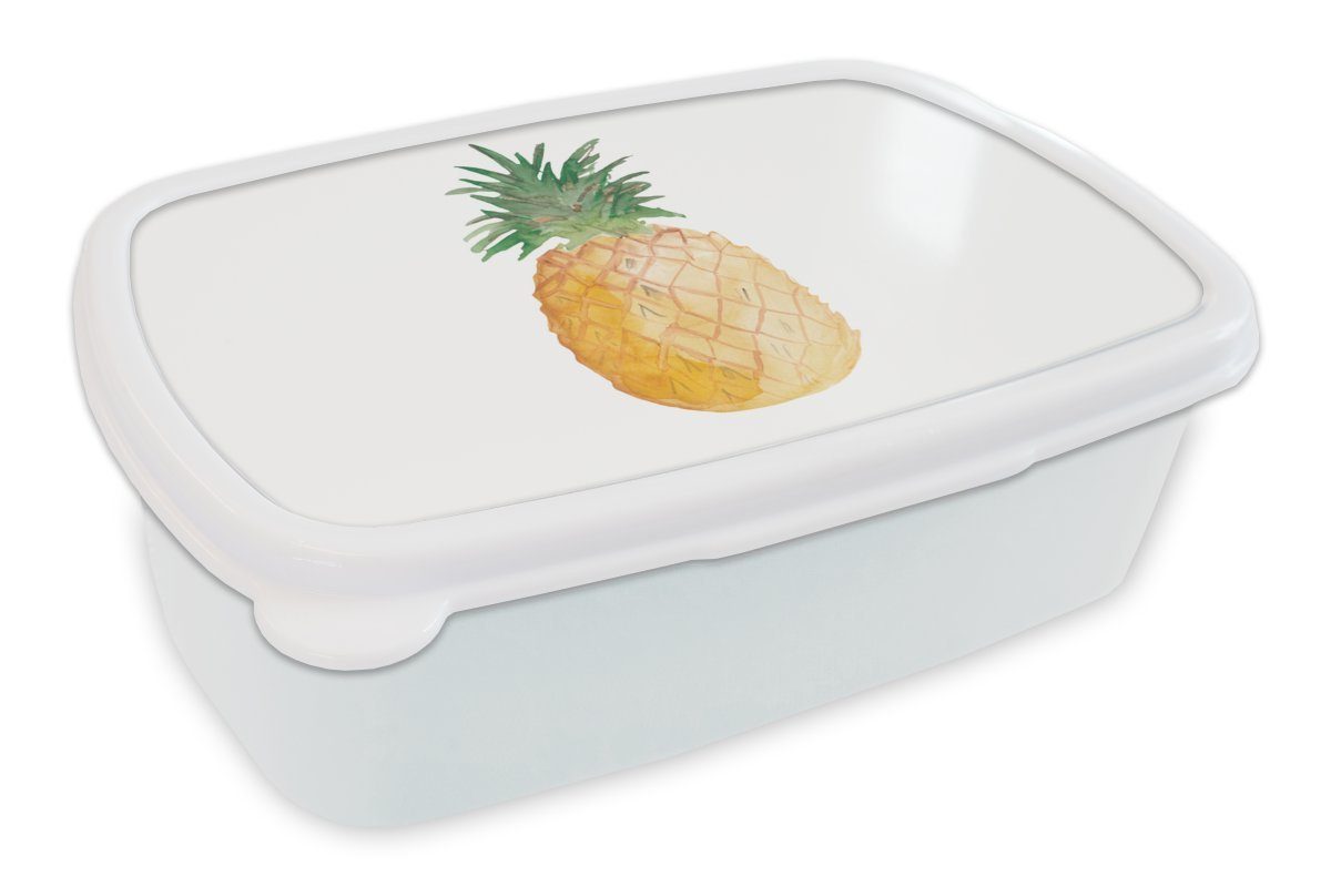 Kinder - MuchoWow für Mädchen Obst Jungs Brotbox und Lunchbox Erwachsene, (2-tlg), Brotdose, Weiß, und Ananas - für Kunststoff,