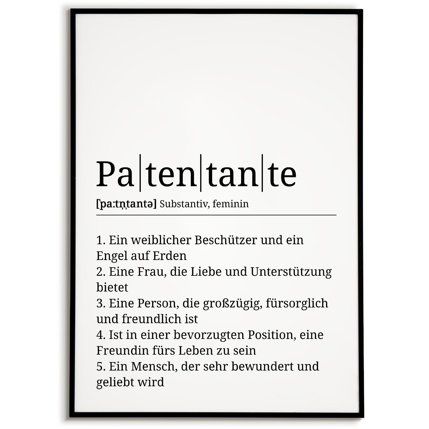 Tigerlino Poster Patentante Definition Wandbild Geburtstag Patentante Gesch günstig online kaufen