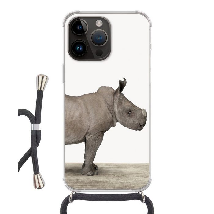 MuchoWow Handyhülle Rhinozeros - Tiere - Jungen - Mädchen Handyhülle Telefonhülle Apple iPhone 14 Pro