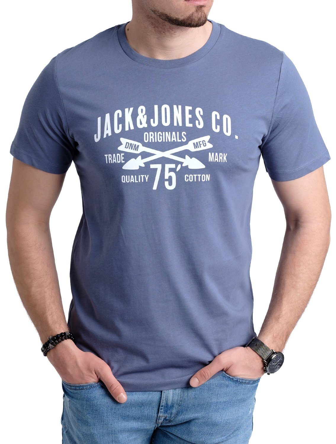 aus Baumwolle & Print-Shirt Jack Aufdruck OPT mit 9 T-Shirt Jones