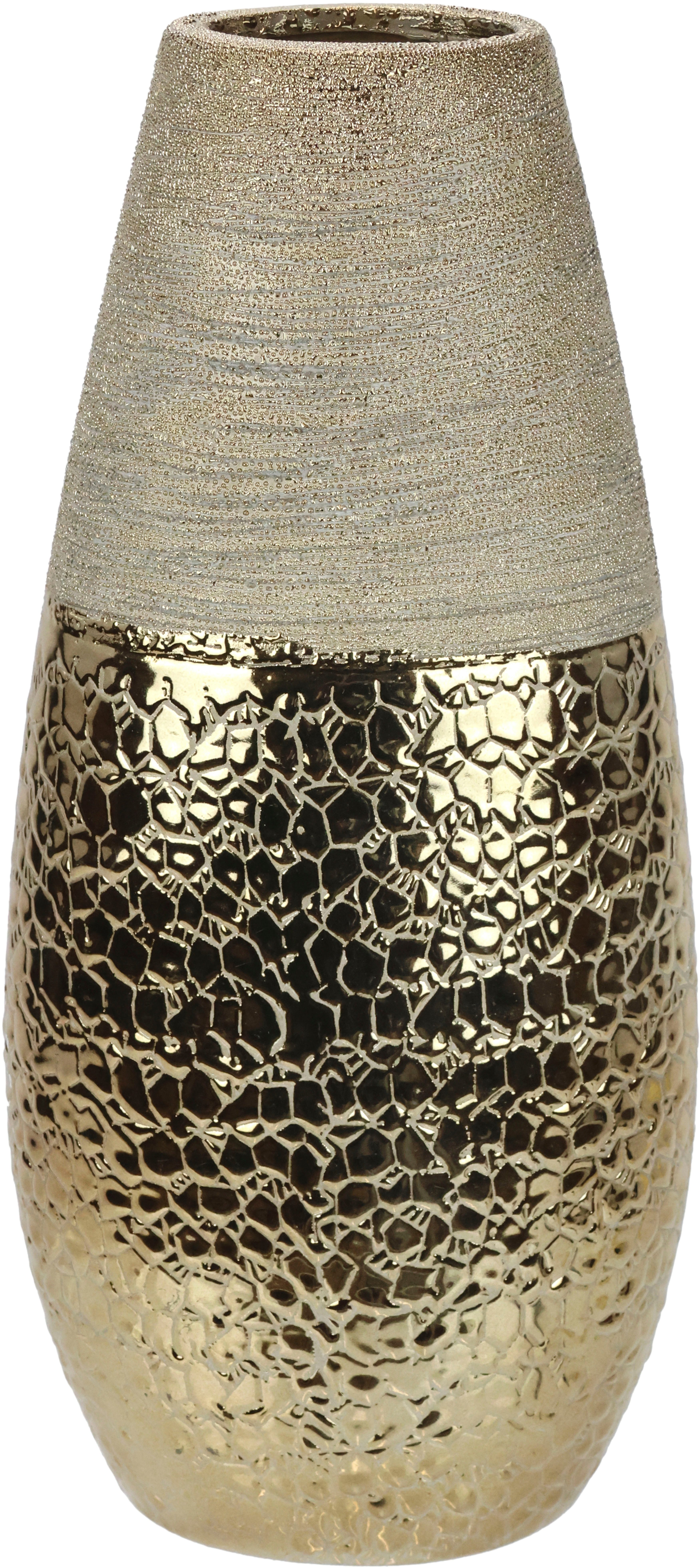 I.GE.A. Dekovase Blumenvase (1 St), Dekovase Zylindervase silber weiß glänz günstig online kaufen