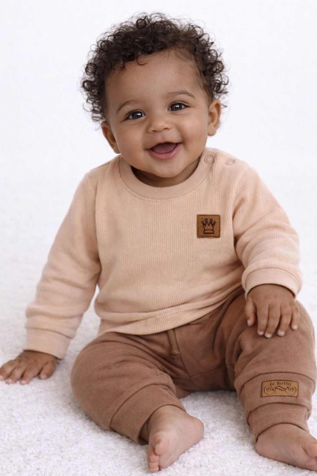 La Bortini Langarmshirt & Hose Baby Anzug in creme beige Shirt Schlupfhose Erstlingsset Erstlingsset, 50 56 62 68 74 80 86 92 98 104