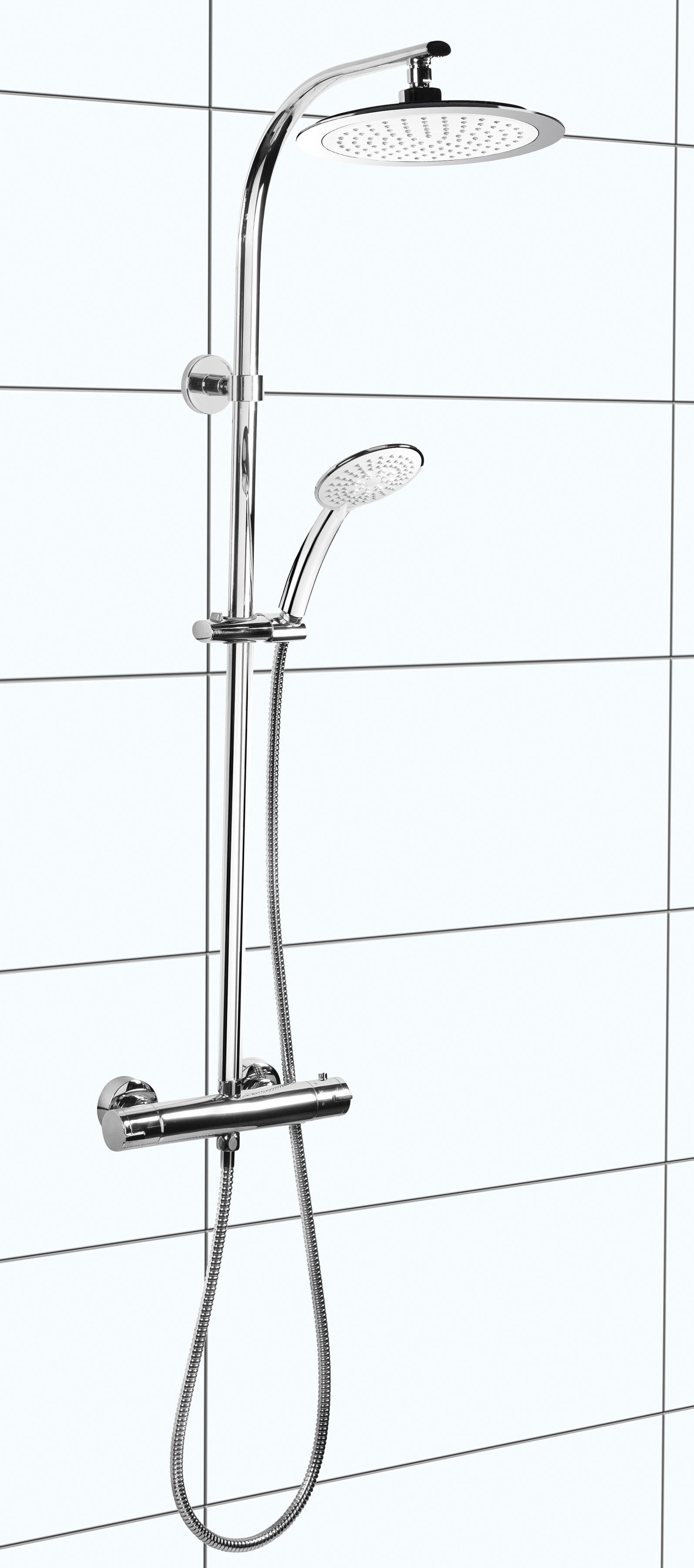 CORNAT Duschsystem Höhe Thermostat, Antikalk-Noppen Handbrause STYLE, 99,7 mit und cm