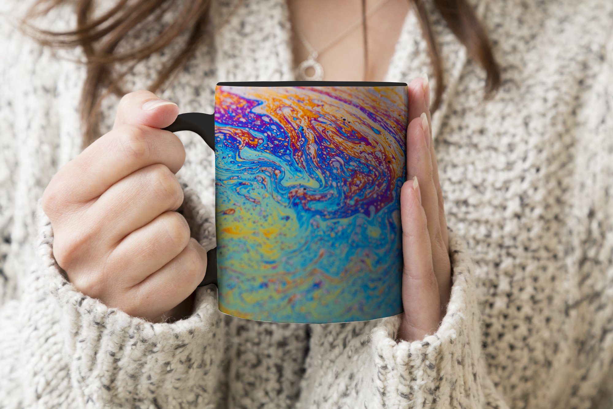 MuchoWow Tasse des Farben Kaffeetassen, Farbwechsel, Geschenk den Teetasse, Keramik, Regenbogens, Glocke in Zaubertasse