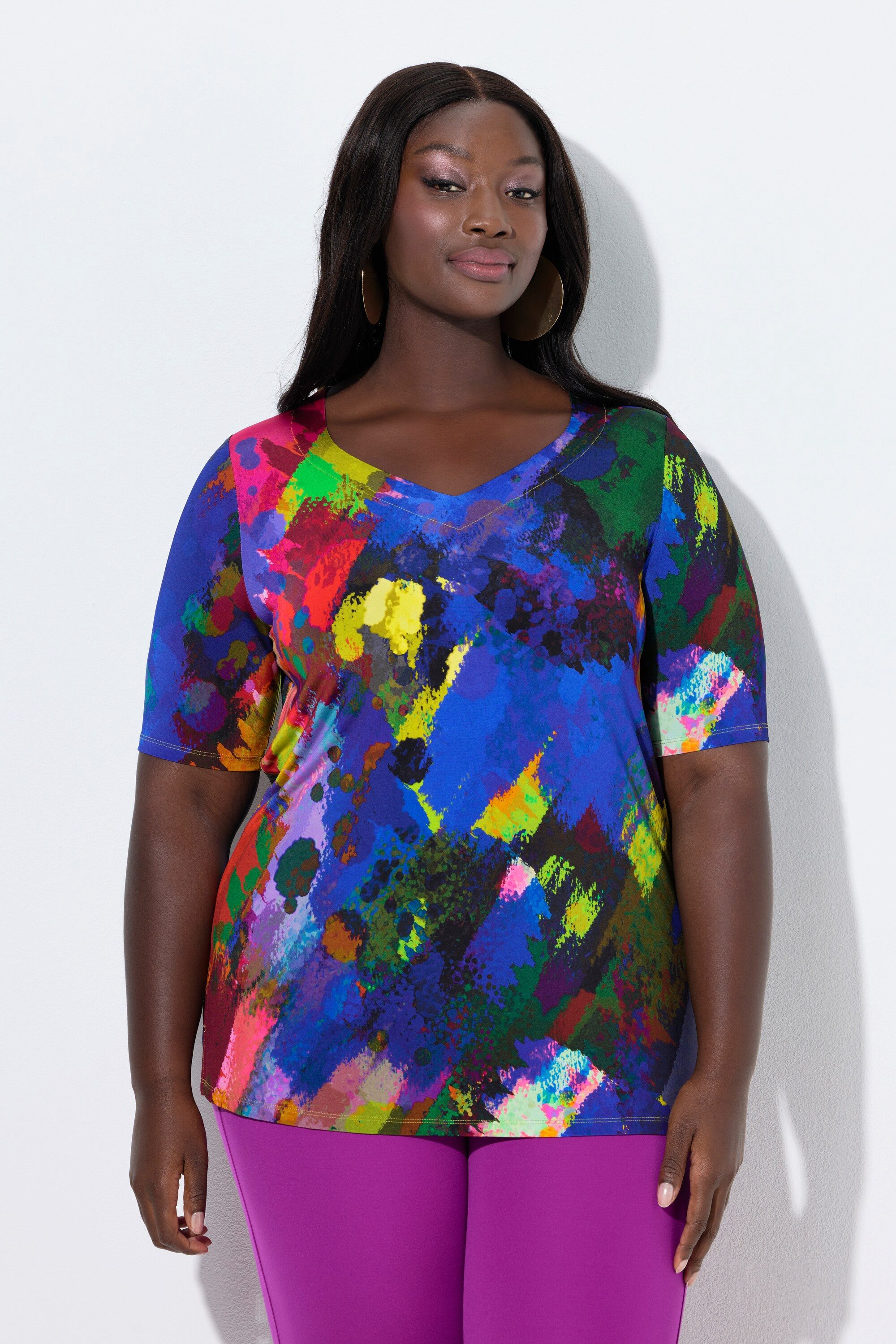 Ulla Popken T-Shirt Slinky-Shirt Classic Herzausschnitt Halbarm günstig online kaufen