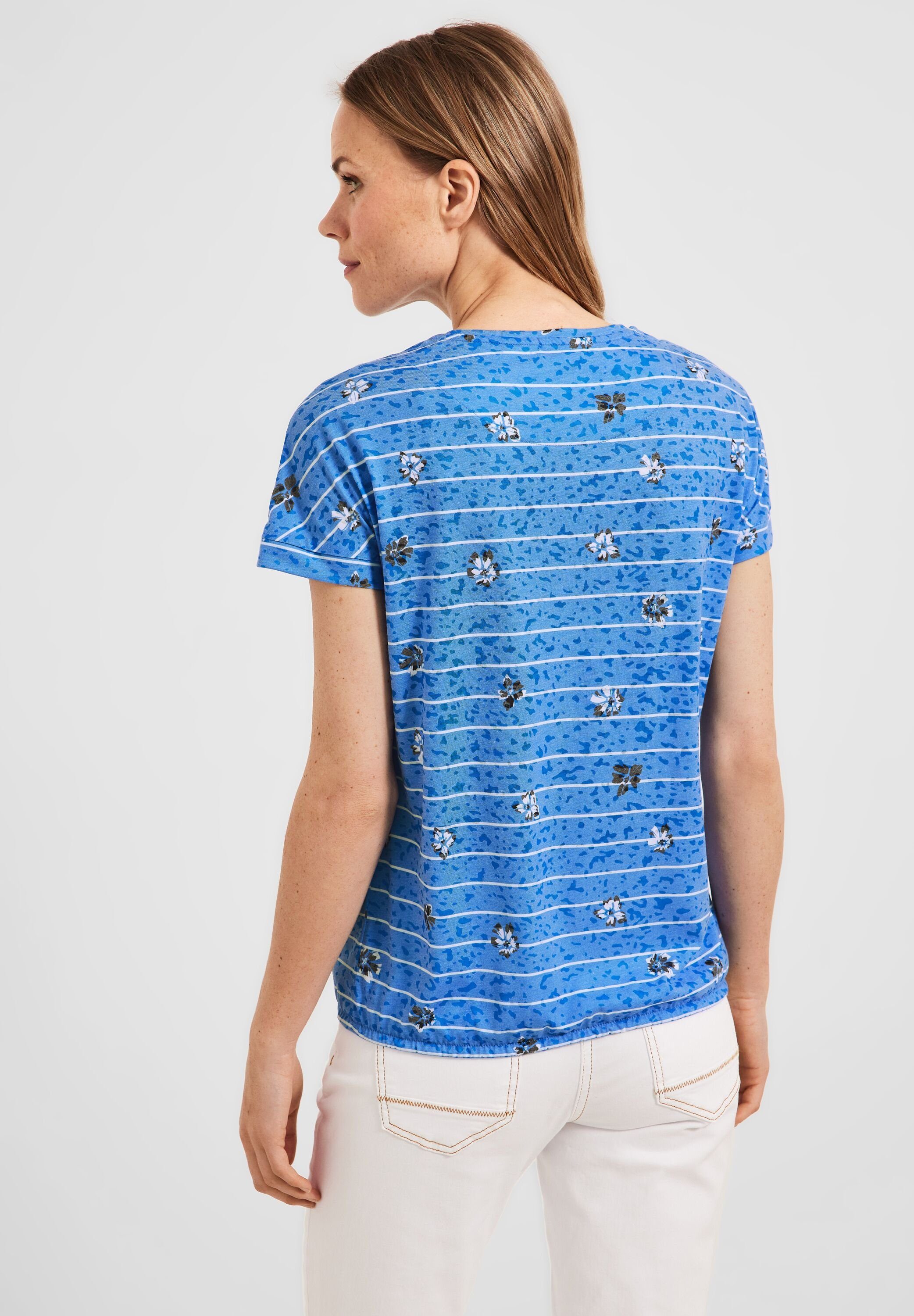 Cecil T-Shirt burn Elastiksaum marina blue mit out