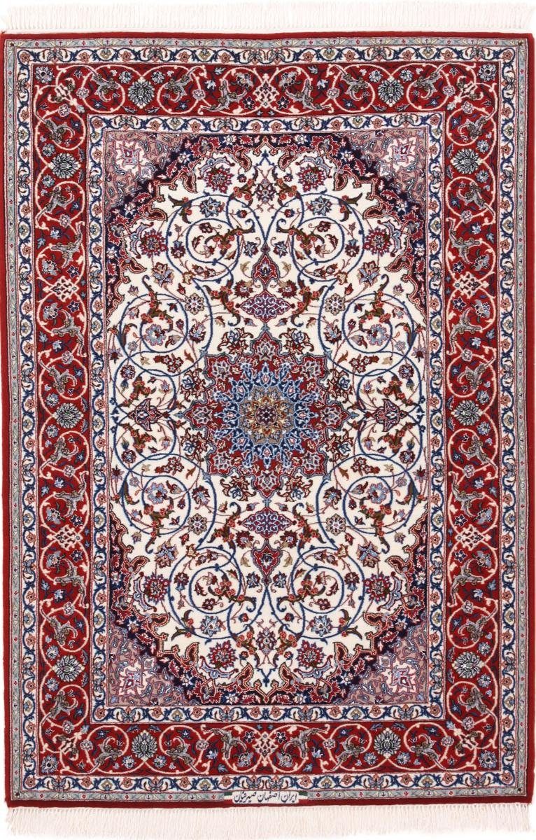 Orientteppich Isfahan Seidenkette 115x167 Handgeknüpfter Orientteppich, Nain Trading, rechteckig, Höhe: 8 mm