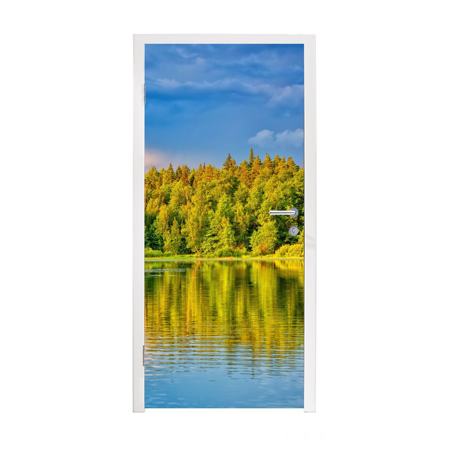 MuchoWow Türtapete Wasser - Natur St), für Matt, Tür, bedruckt, - Fototapete Wald, Türaufkleber, (1 cm 75x205