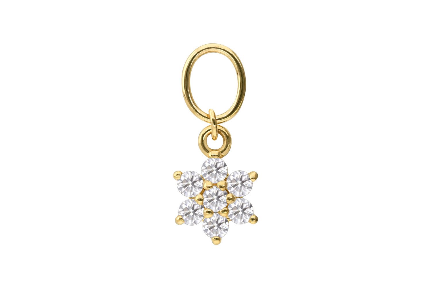PIERCINGLINE Piercing-Set 18 Karat Gold Anhänger für Clicker MOISSANIT-BLUME (Piercing-Anhänger, 1-tlg)