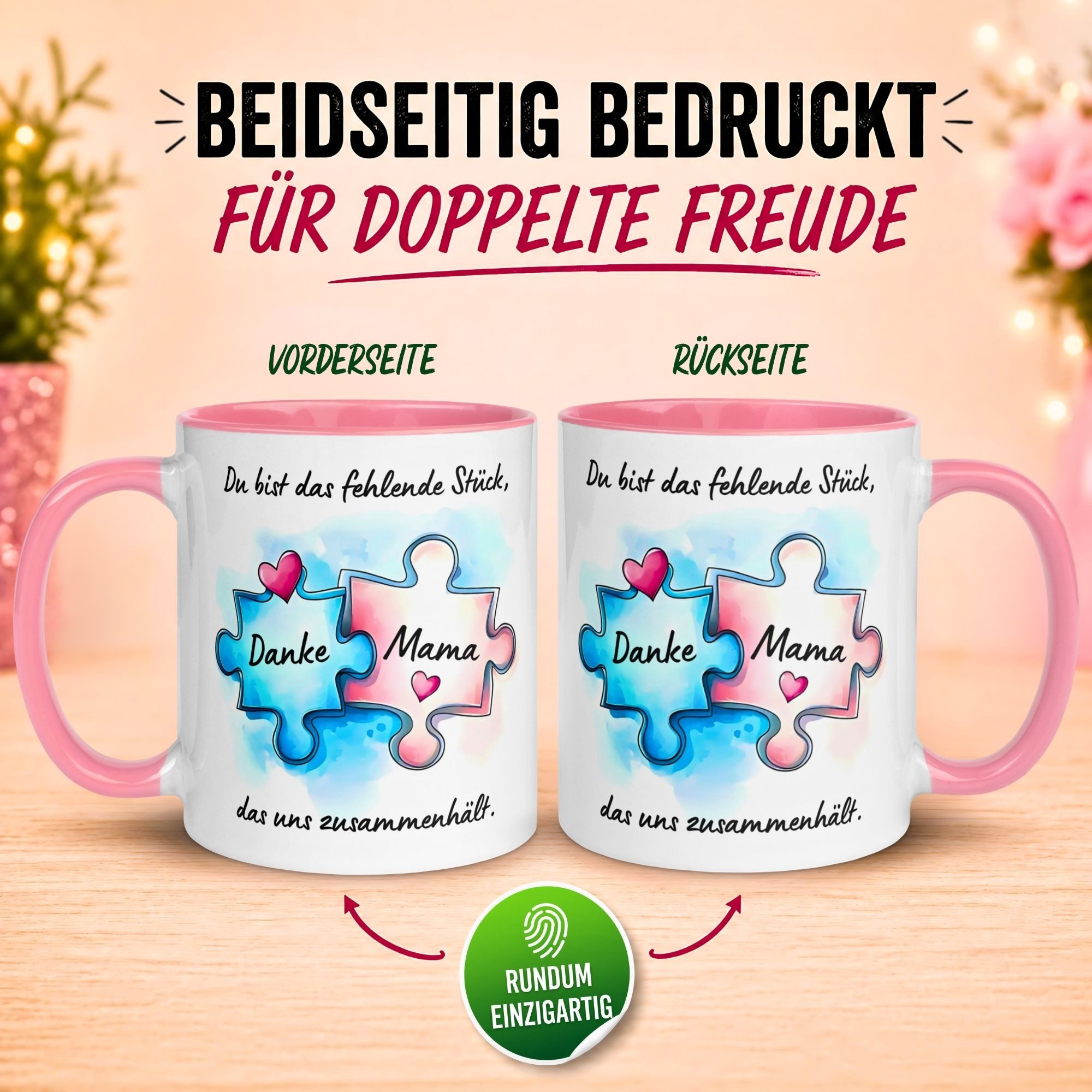 Momentals Tasse Mama – Du hältst uns zusammen – Beste Mama Geschenk Becher Geburtstag, Gratis Versand · Links-&Rechtshänder · Spülmaschinenfest