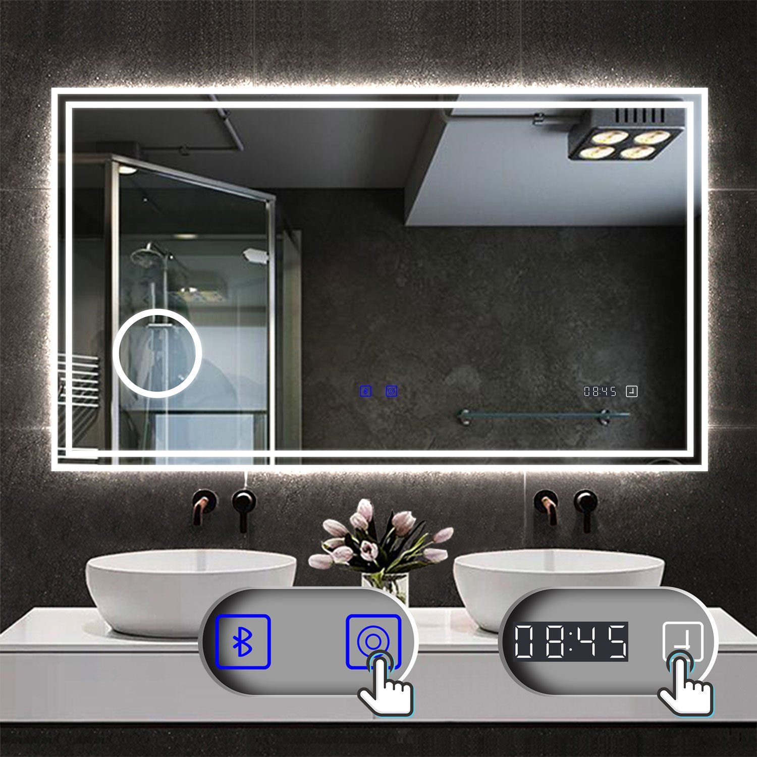 duschspa Badspiegel Wandspiegel Badezimmerspiegel mit LED günstig online kaufen