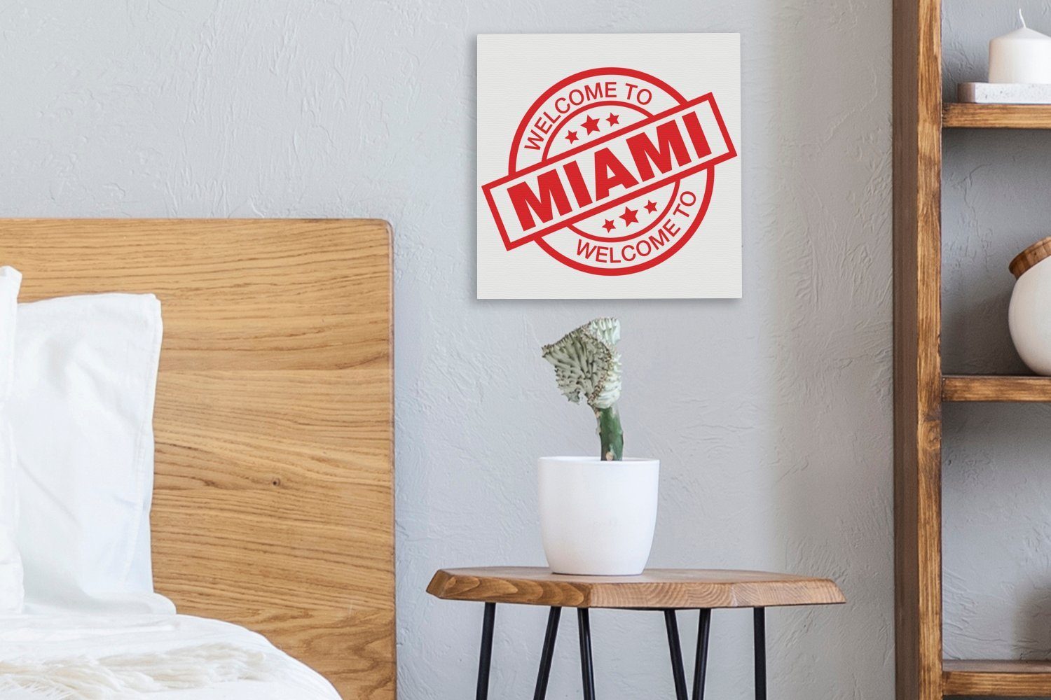 Schlafzimmer (1 Wohnzimmer Bilder Etikett Leinwand - Zeichnung Leinwandbild Miami, für OneMillionCanvasses® - St),