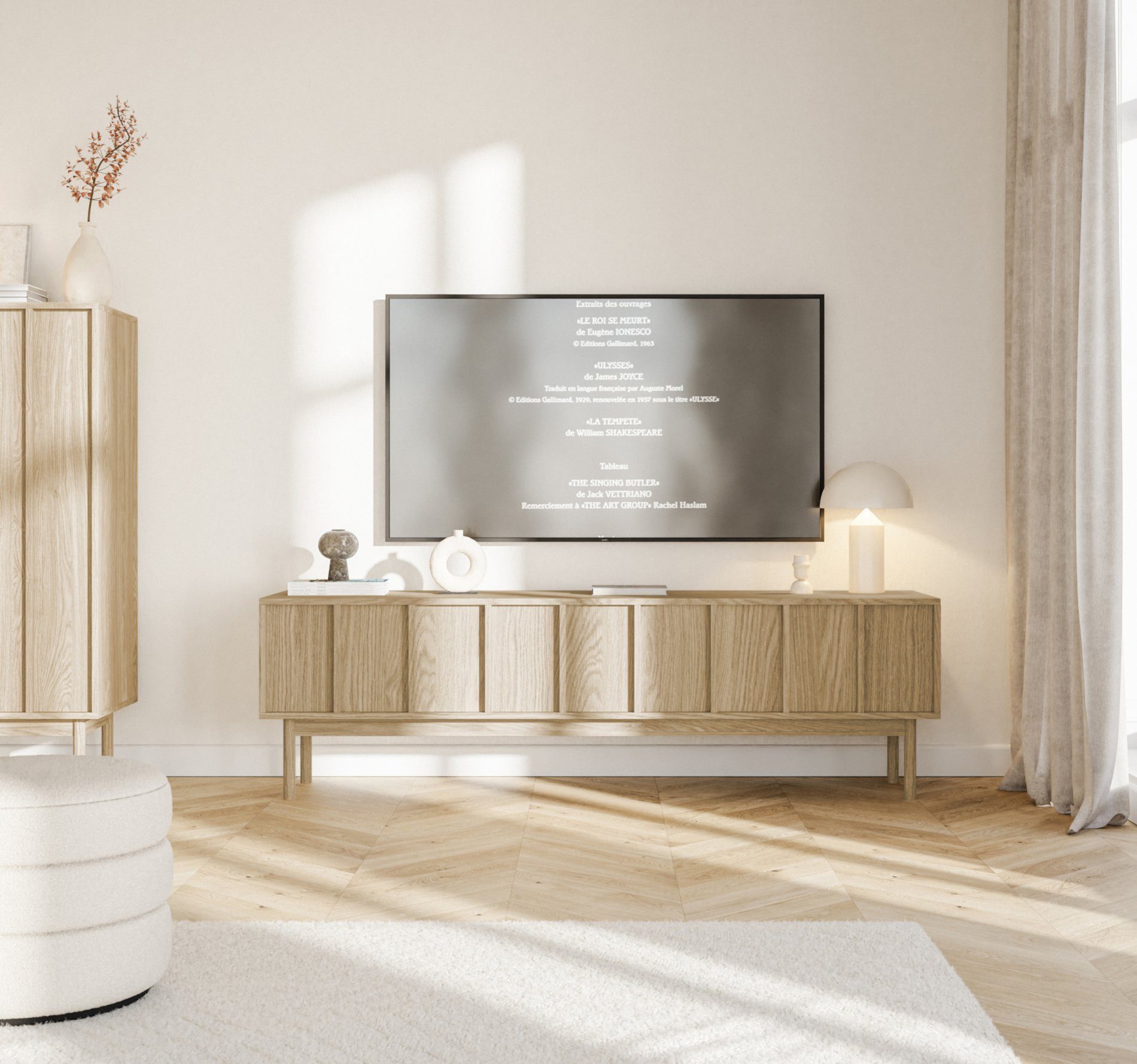 Selsey TV-Schrank NEKSTO mit Schubladen und Holzfüßen, 170 cm