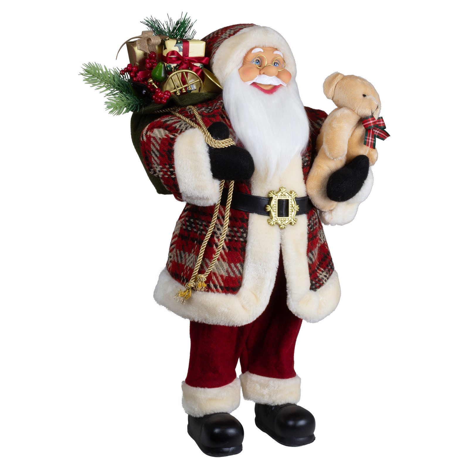 Christmas Paradise Weihnachtsmann stehend 60cm (Santa, 1 St., stehend), in rot mit Teddybär
