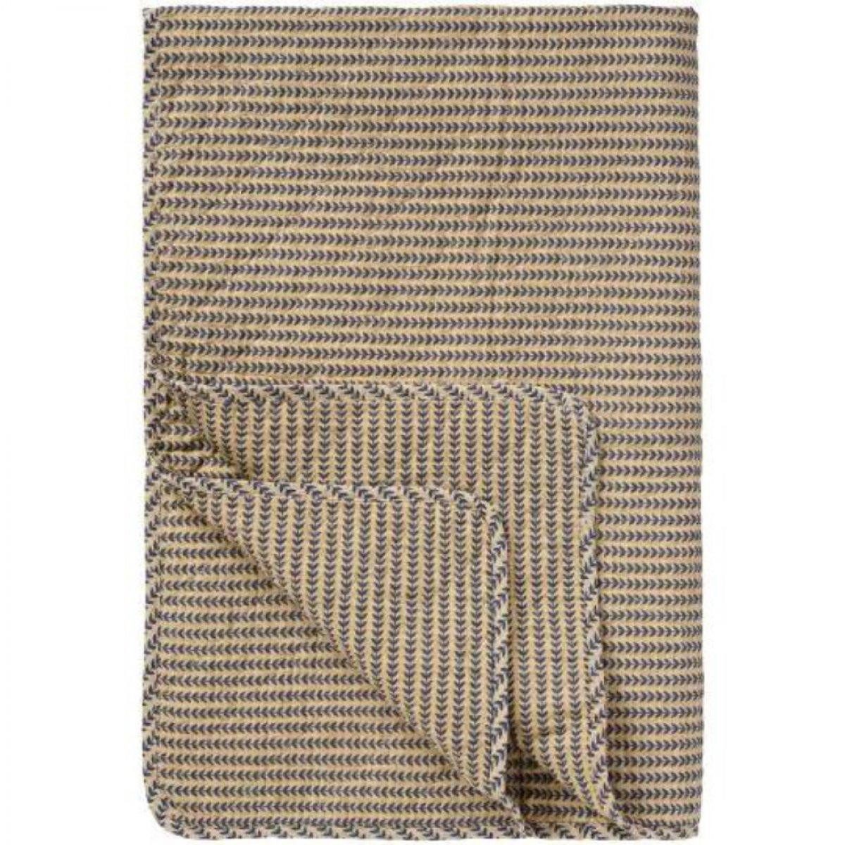 Wohndecke Ib Laursen Quilt Decke Tagesdecke Beige Dunkelblau Gemustert