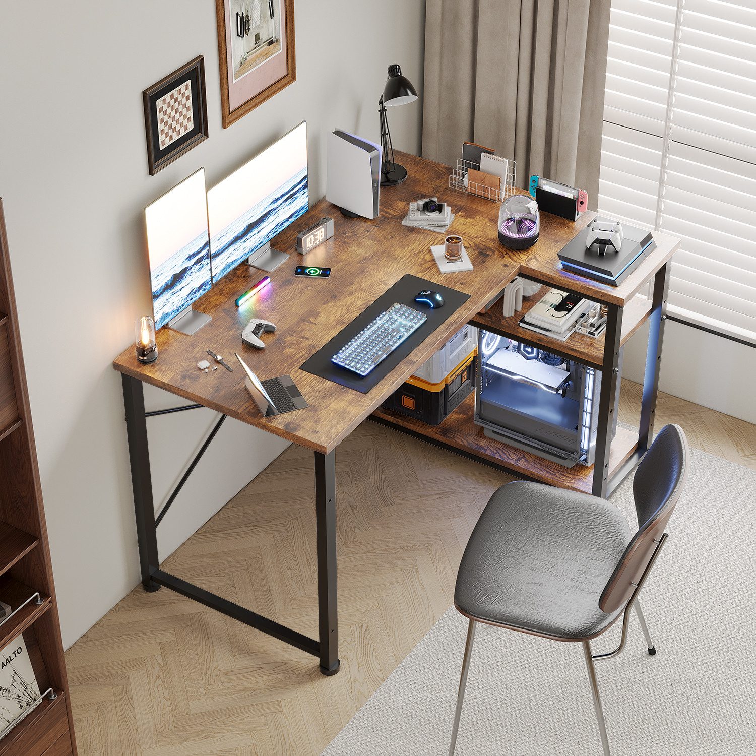 GUNJI Eckschreibtisch Eckschreibtisch Umkehrbarer L-förmiger Computer schre günstig online kaufen