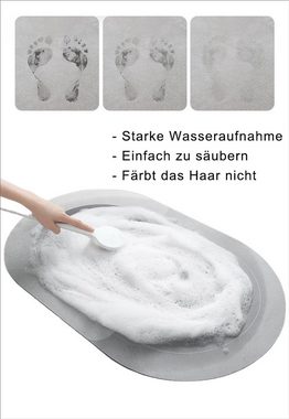 Badematte Rutschfeste Saugfähige Fußmatten, Kieselalgenschlamm Badematte CALIYO, schnell trocknend, strapazierfähig, Baumwollähnliches Vlies + Naturkautschuk, Badematte-Oval, 1, Hochgradig saugfähig/Schnelles Trocknen/Reinigbar