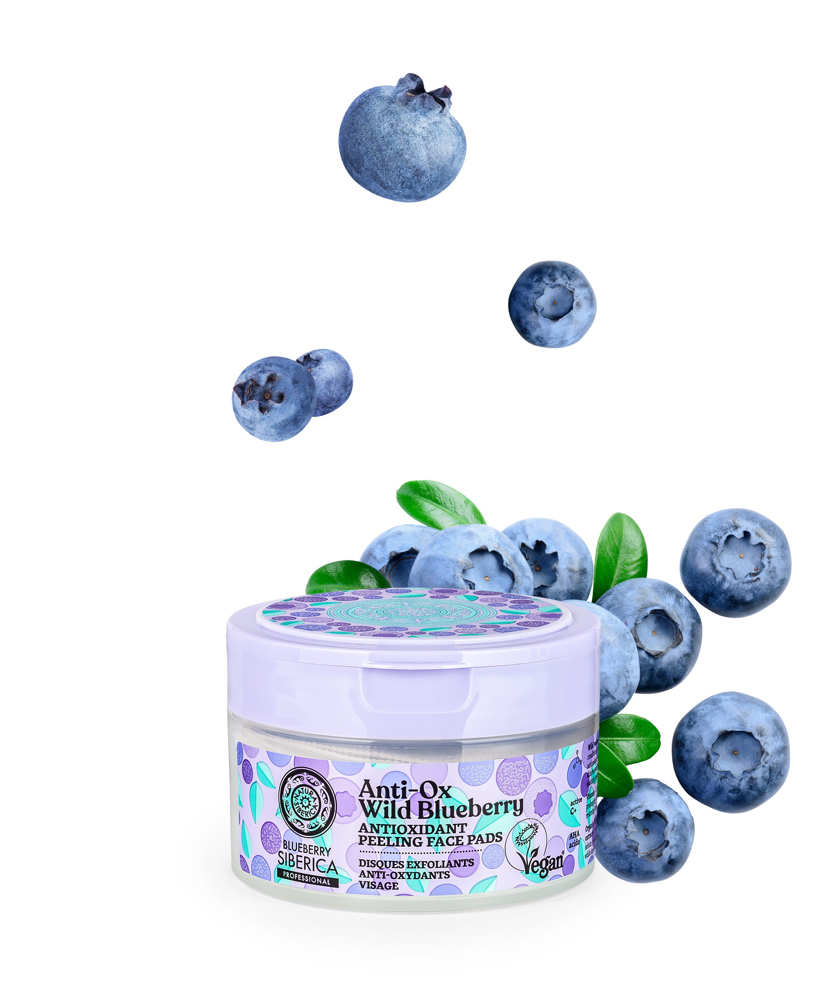 Natura Siberica Gesichtspeeling Anti-OX Wild Blueberry. Antioxidant Peeling Face Pads, 20 pcs, 20-tlg.