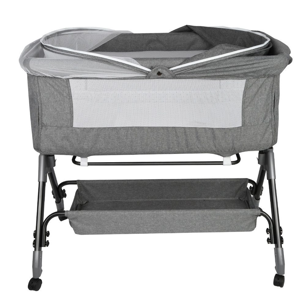 JEOBEST Beistellbett Baby, Grab-and-go Baby Bett mit Matratze & Rädern für Neugeborene, Tragbare Babybett mit 4 verstellbaren Höhen & Matratze