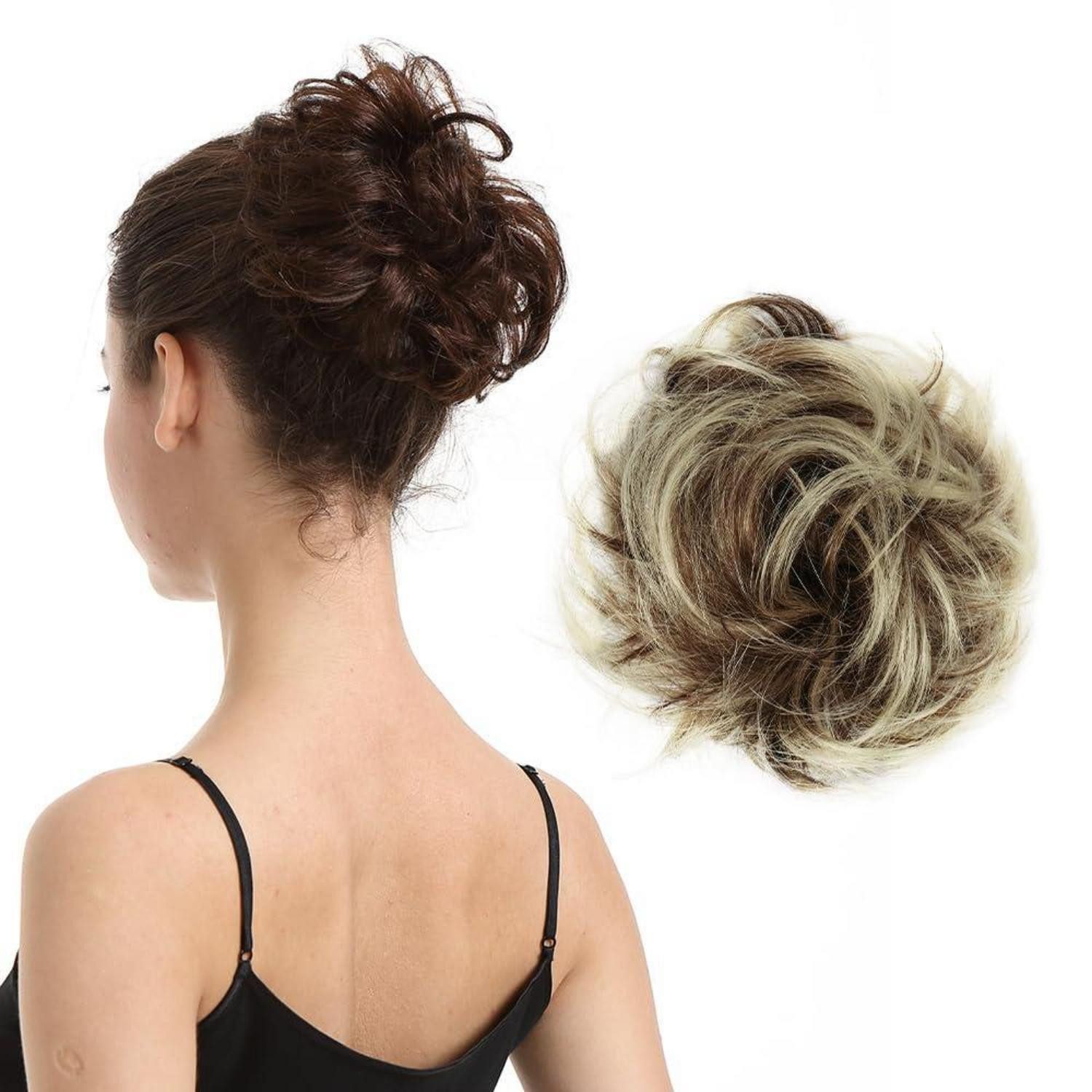 LuxusKollektion Echthaar-Extension Dutt Haarteil menschliches Haar 1 Pcs 27 g Mittelbraun Hellblond