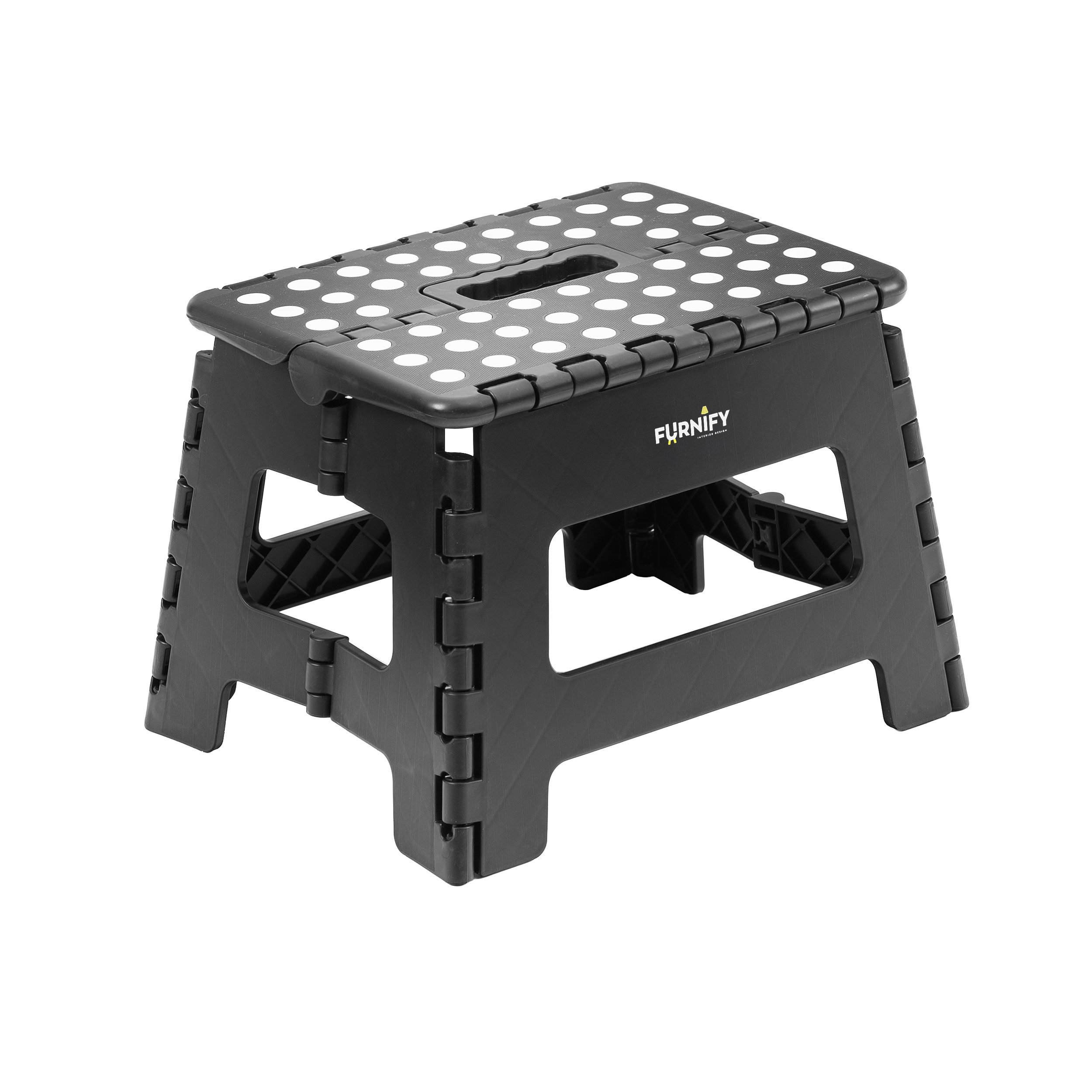Furnify Tritthocker QUICKSTEP Klapphocker Faltbarer Haushaltshocker platzsparend (1 St), mit rutschfester Oberfläche & praktischem Tragegriff