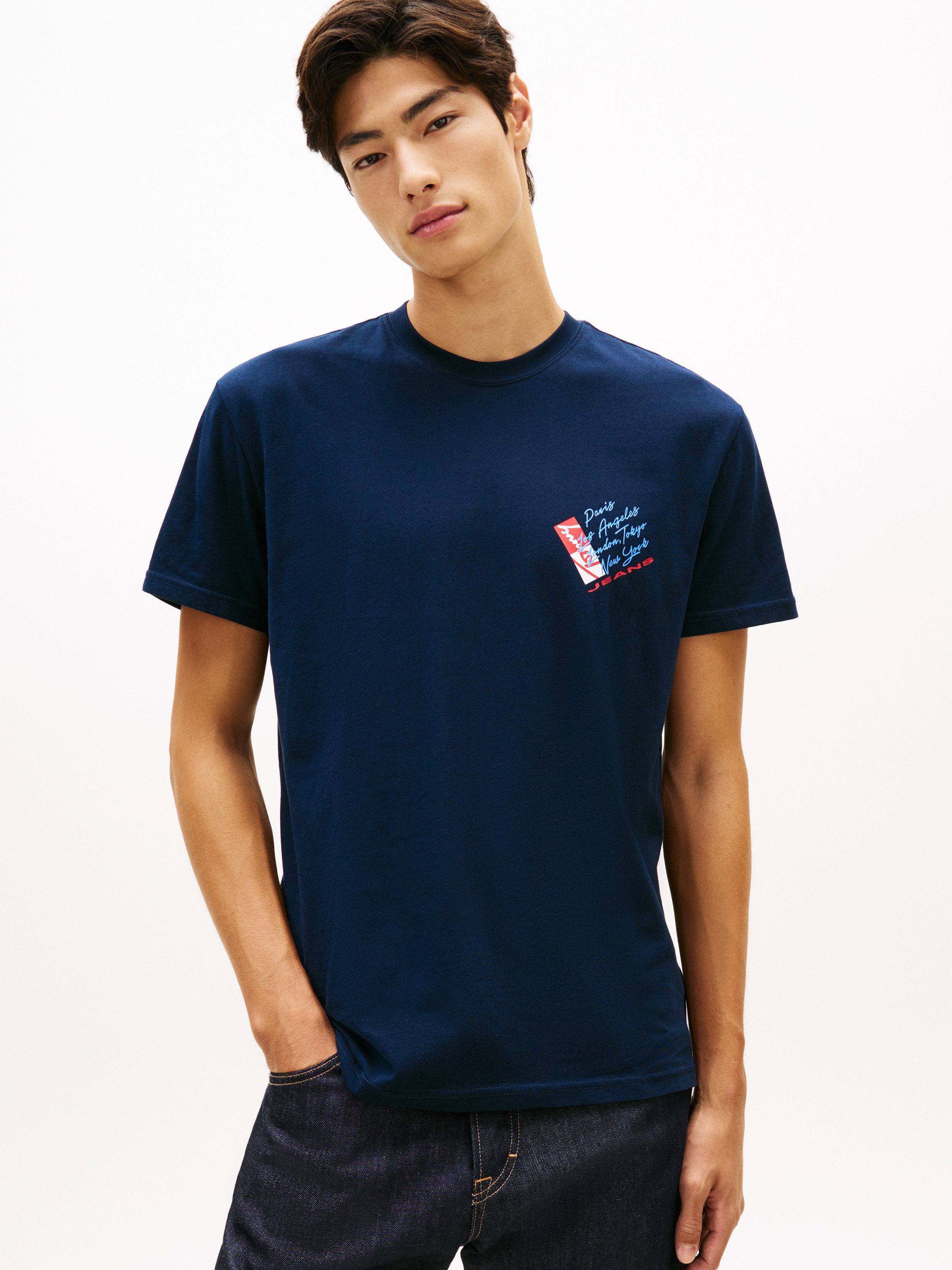 Tommy Jeans T-Shirt TJM REGULAR FIT SIGN SHIFT mit Label-Print, Baumwoll-Jersey