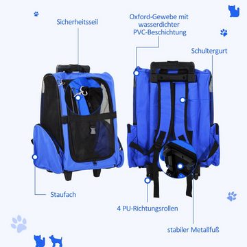 PawHut Tiertransportbox Hundetransporttasche, Hundetasche mit Tür und Fenster Oxfordstoff Blau bis 9 kg, 42L x 25B x 55H cm