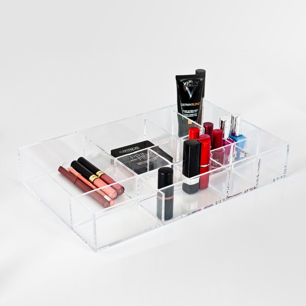 Bremermann® Kosmetik-Organizer In Herzform | 8 Fächer Für Lippenstifte & Nagellacke | Transparent | 11,6 X 5,9 Cm