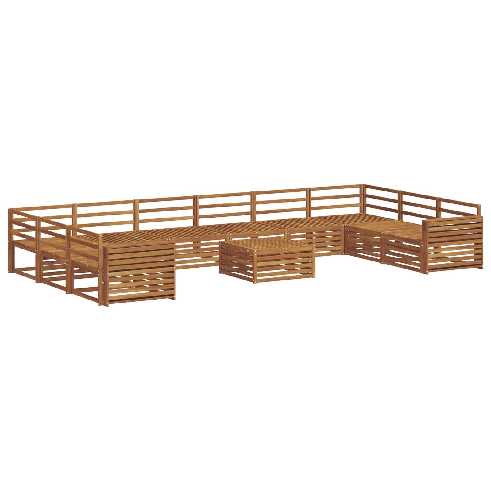 vidaXL Gartenlounge-Set Sofagarnituren 11 stk. Natur Massivholz, (11-tlg)