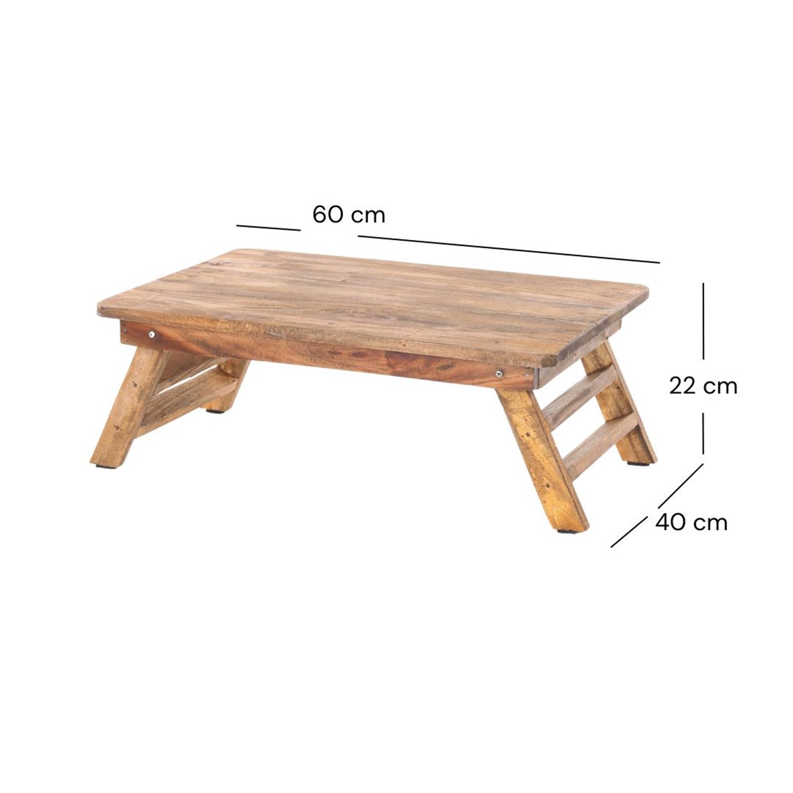 DESIGN DELIGHTS Tablett TABLETTTISCH "FOLD", Altholz massiv, 60x40 cm, Frühstückstablett, 0, Holz